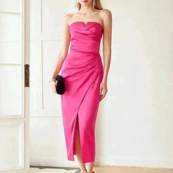 . Dresses & Skirts - PINK PREPPY WOMENS GATHERED STRAPLESS DRESS